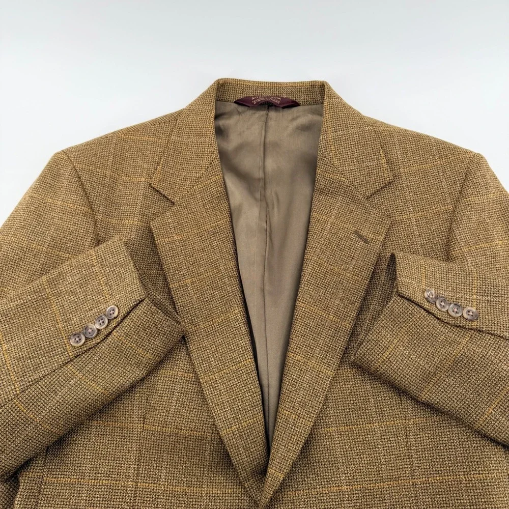 Vintage Nordstrom Glen Plaid Wool Blazer Brwn Two Button Sport Coat 42R Academic